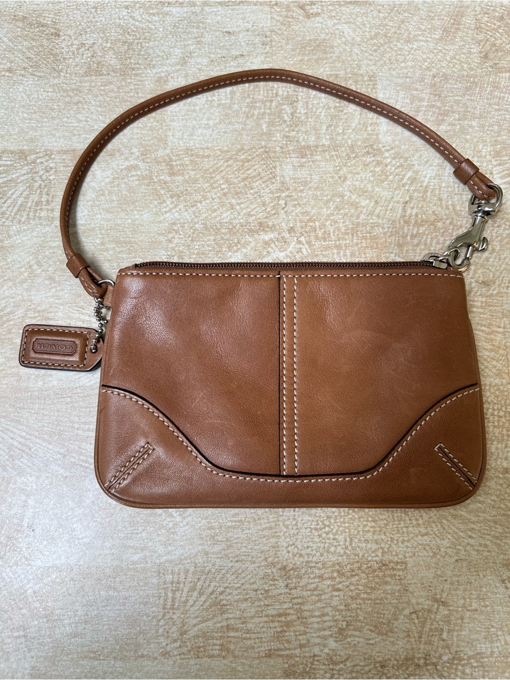 Coach Tan Leather Wristlet Clutch